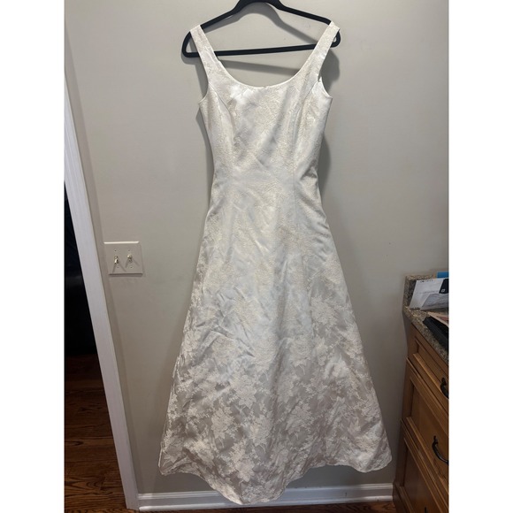 Vtg Gunne Sax Jessica McClintock Wedding Dress Duchess Gown Sparkle Floral 5/6 - Picture 1 of 11